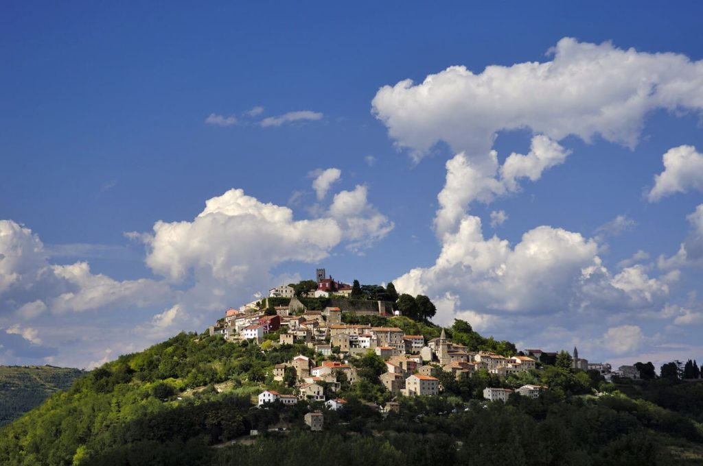 Motovun hilltop town on a cycling route in Istria