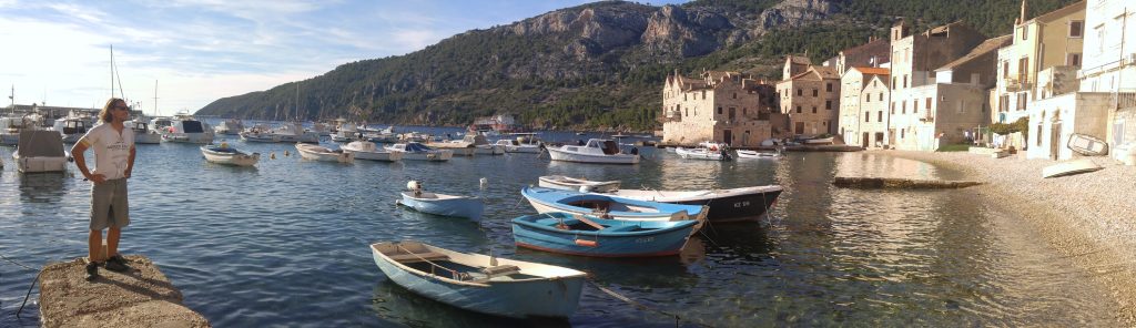 Komiža harbour on Vis Island during a cycling tour in Croatia