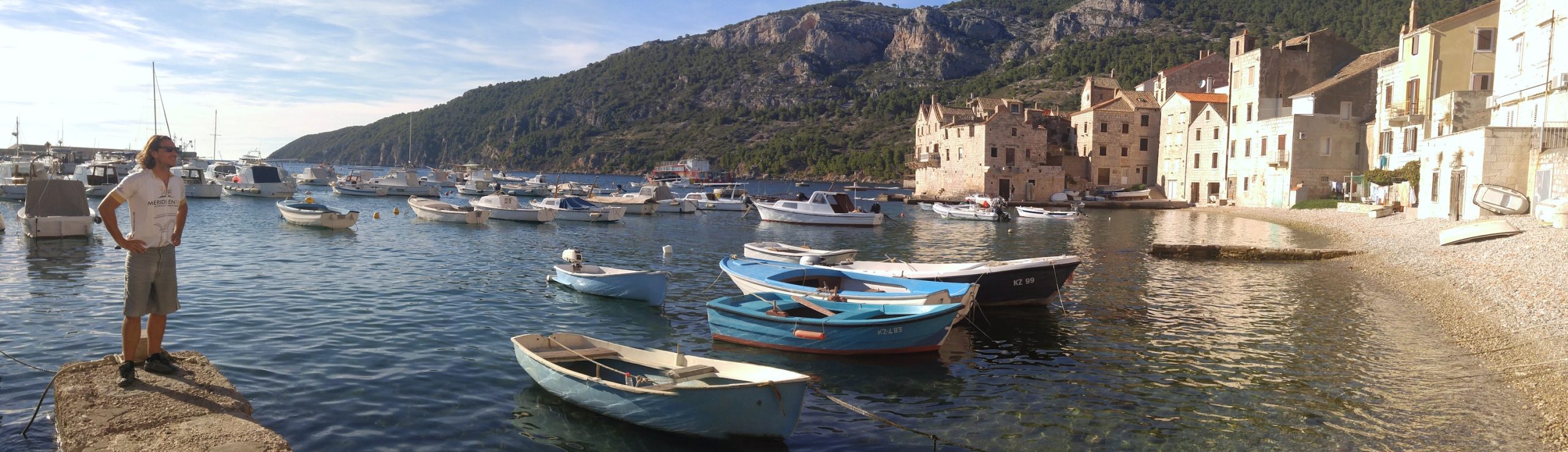 Komiža harbour on Vis Island during a cycling tour in Croatia