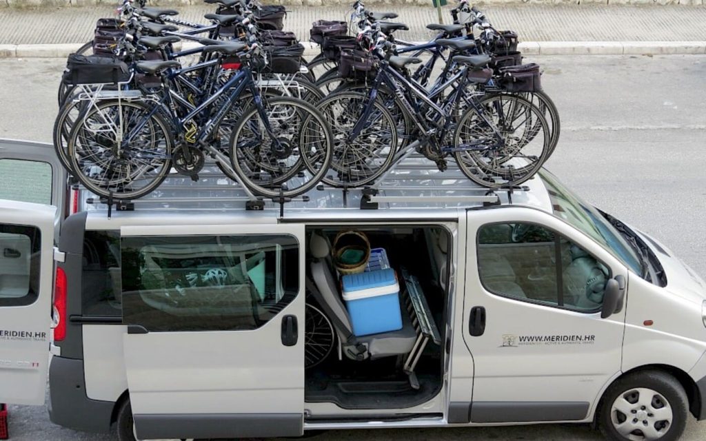 Meridien Ten support van with bikes for a cycling tour in Croatia